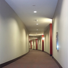 Hallway with accent lights on the walls
